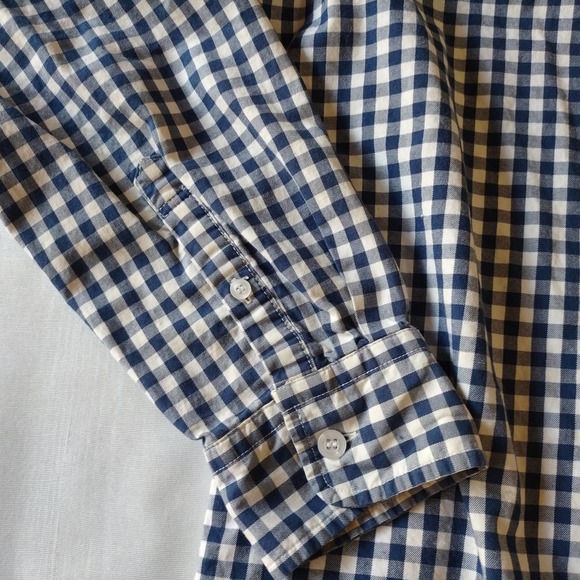 Chor Clothing Co. Blue White Gingham Check Button Down Front Long Sleeve Shirt - Picture 3 of 8